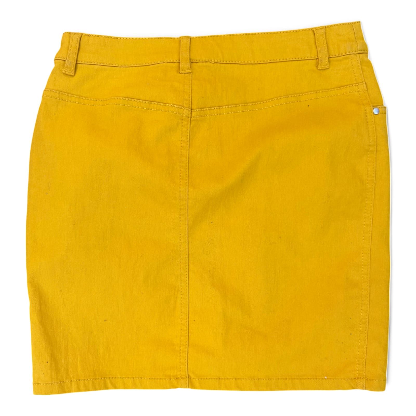 H&M Rock Damen Gr 38 Gelb Mini Sommer Baumwolle Stretch Reißverschluss