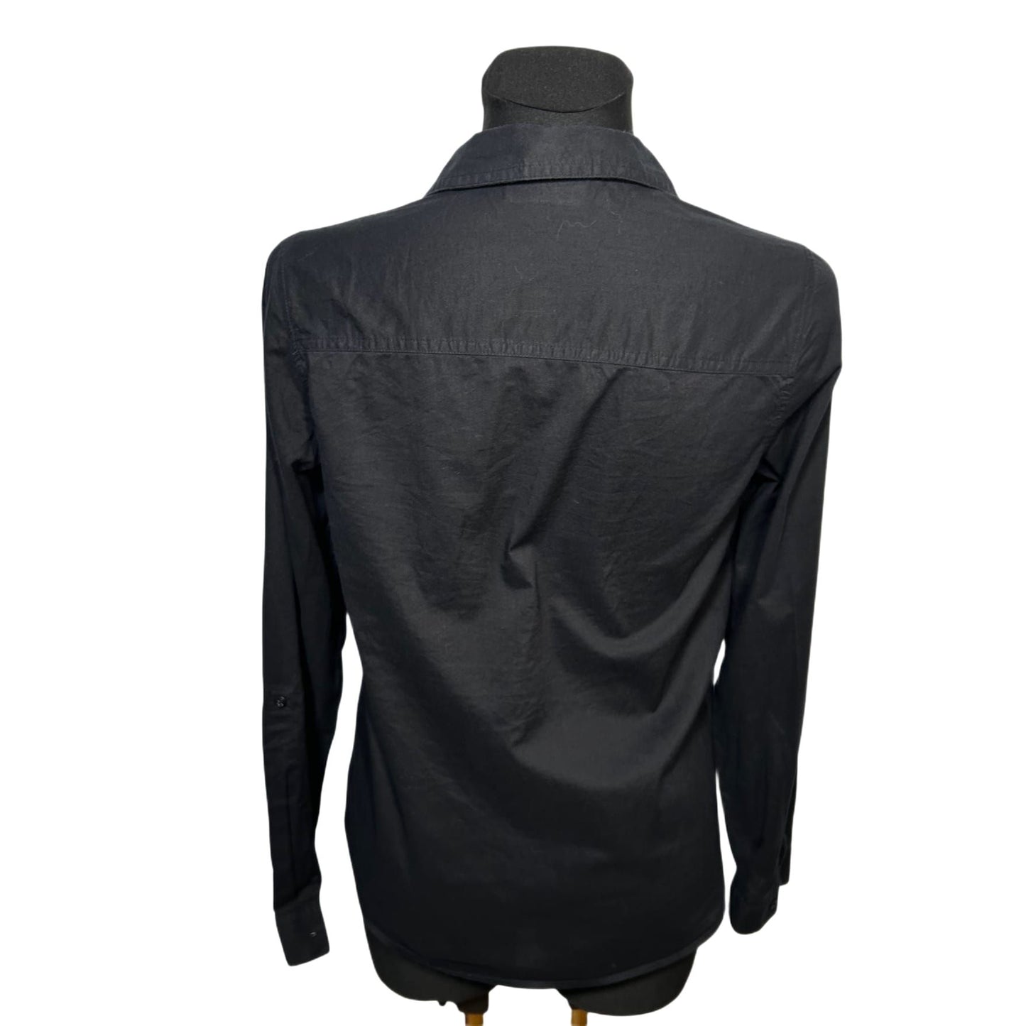 Yessica Damen Bluse Hemdbluse Gr 36 Schwarz Baumwolle Langarm Basic Elegant