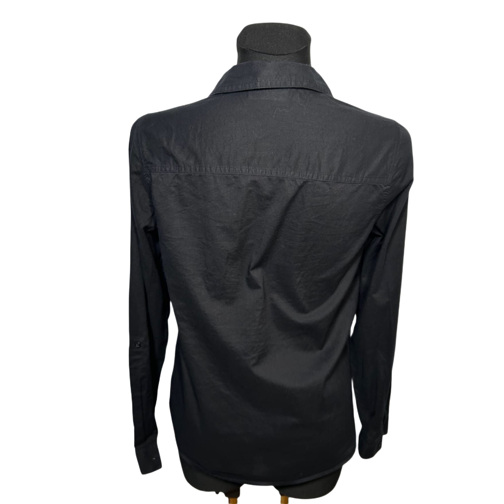 Yessica Damen Bluse Hemdbluse Gr 36 Schwarz Baumwolle Langarm Basic Elegant
