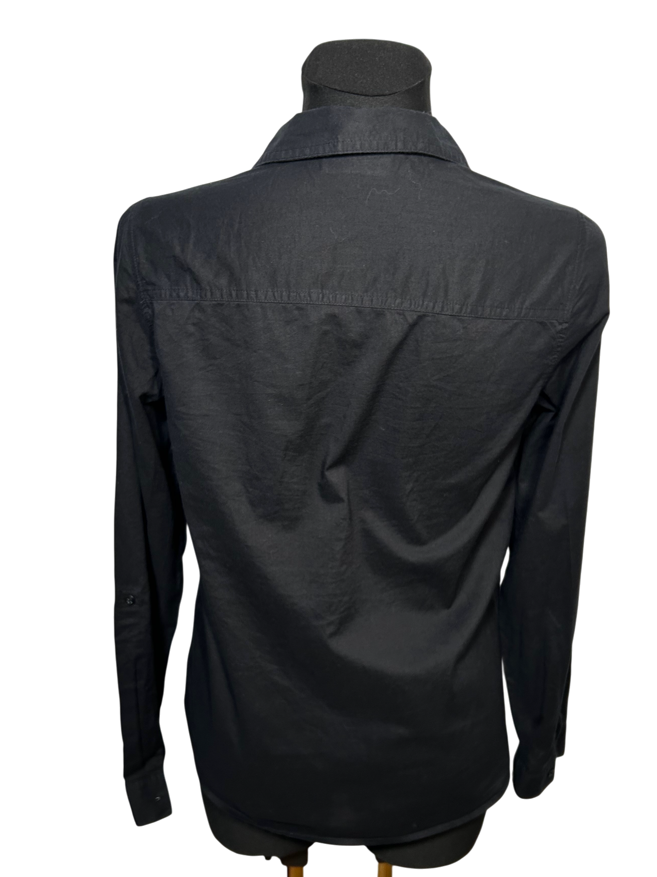 Yessica Damen Bluse Hemdbluse Gr 36 Schwarz Baumwolle Langarm Basic Elegant