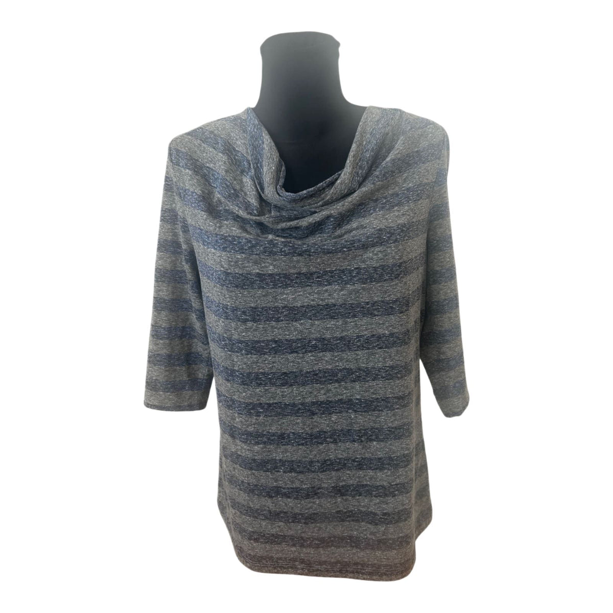 Bonita Shirt Damen Gr L Grau Blau Gestreift Dreiviertelarm Casual