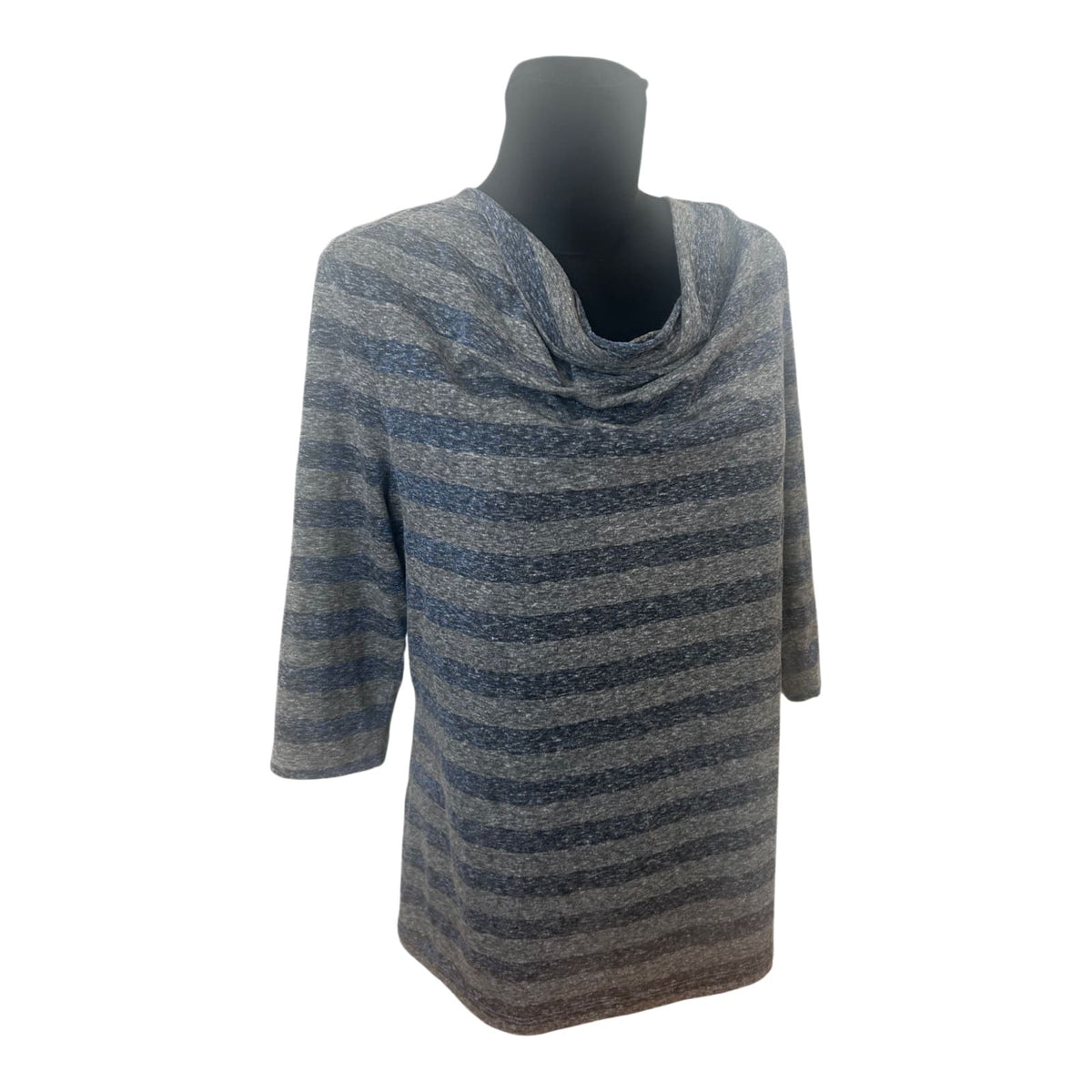 Bonita Shirt Damen Gr L Grau Blau Gestreift Dreiviertelarm Casual