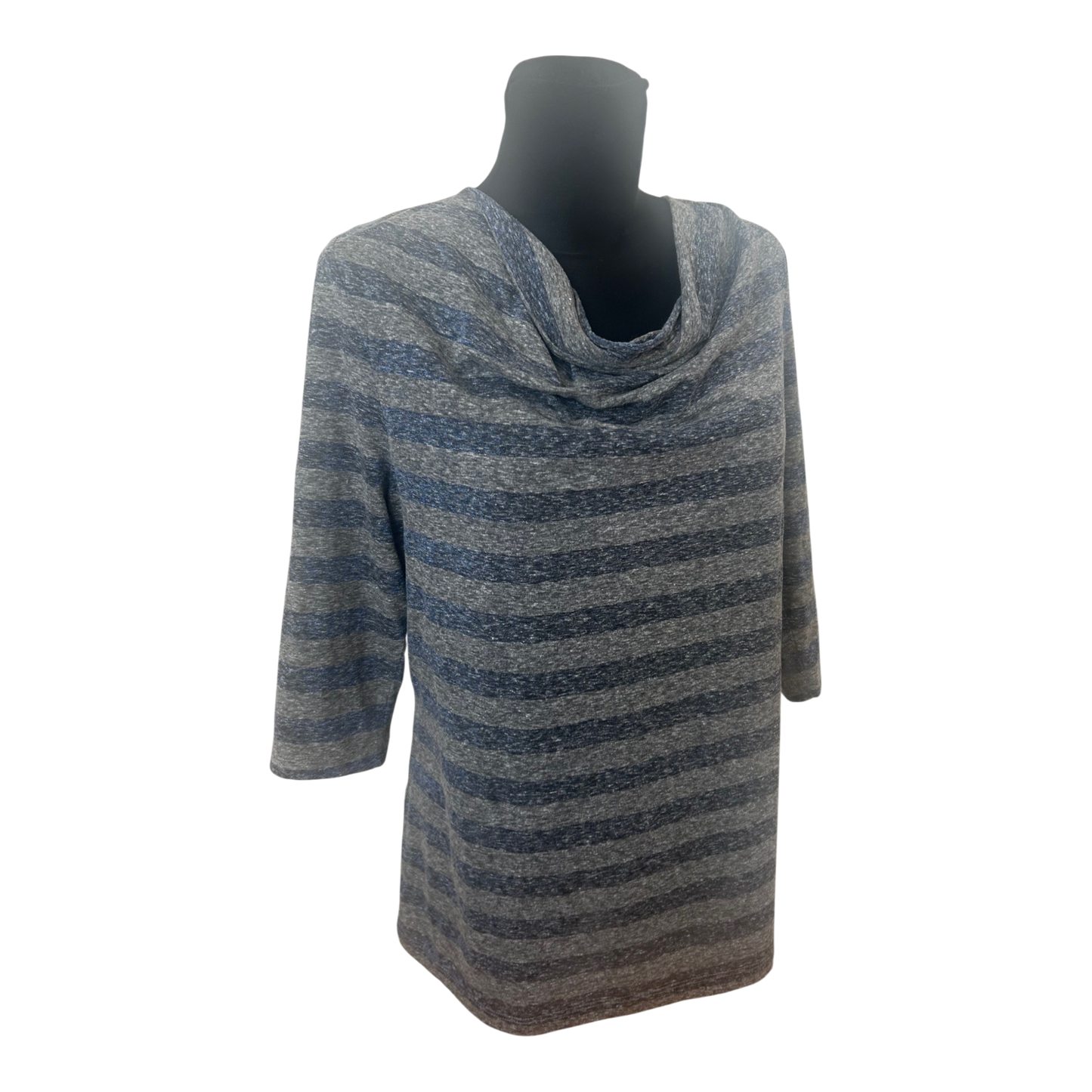 Bonita Shirt Damen Gr L Grau Blau Gestreift Dreiviertelarm Casual