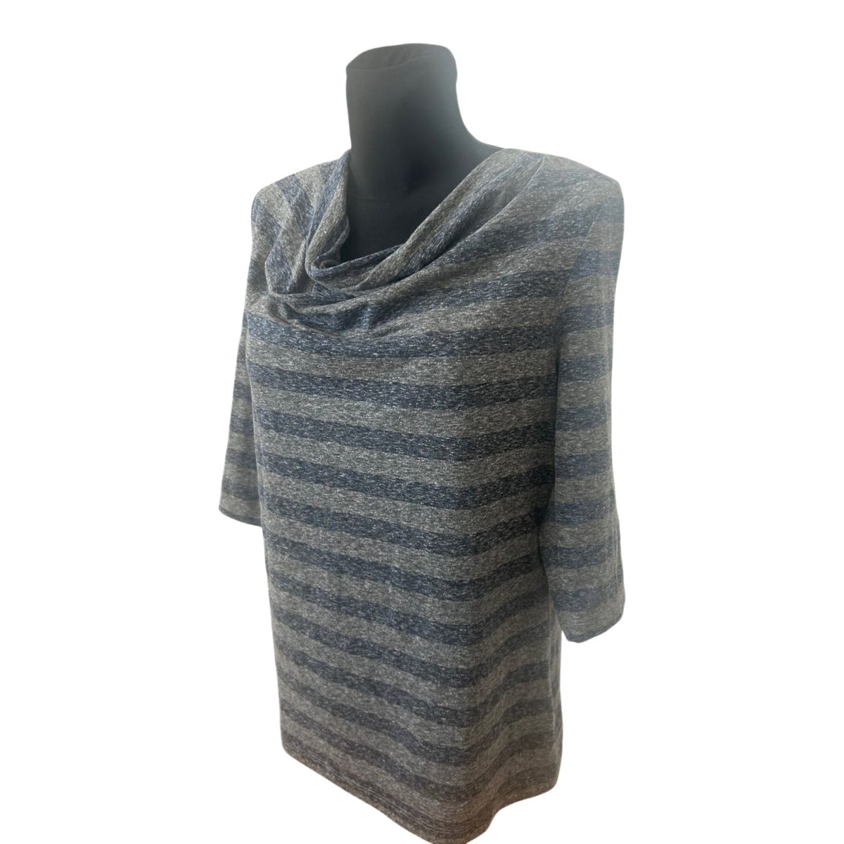 Bonita Shirt Damen Gr L Grau Blau Gestreift Dreiviertelarm Casual