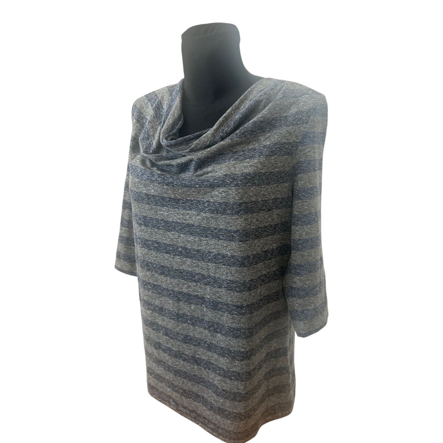 Bonita Shirt Damen Gr L Grau Blau Gestreift Dreiviertelarm Casual
