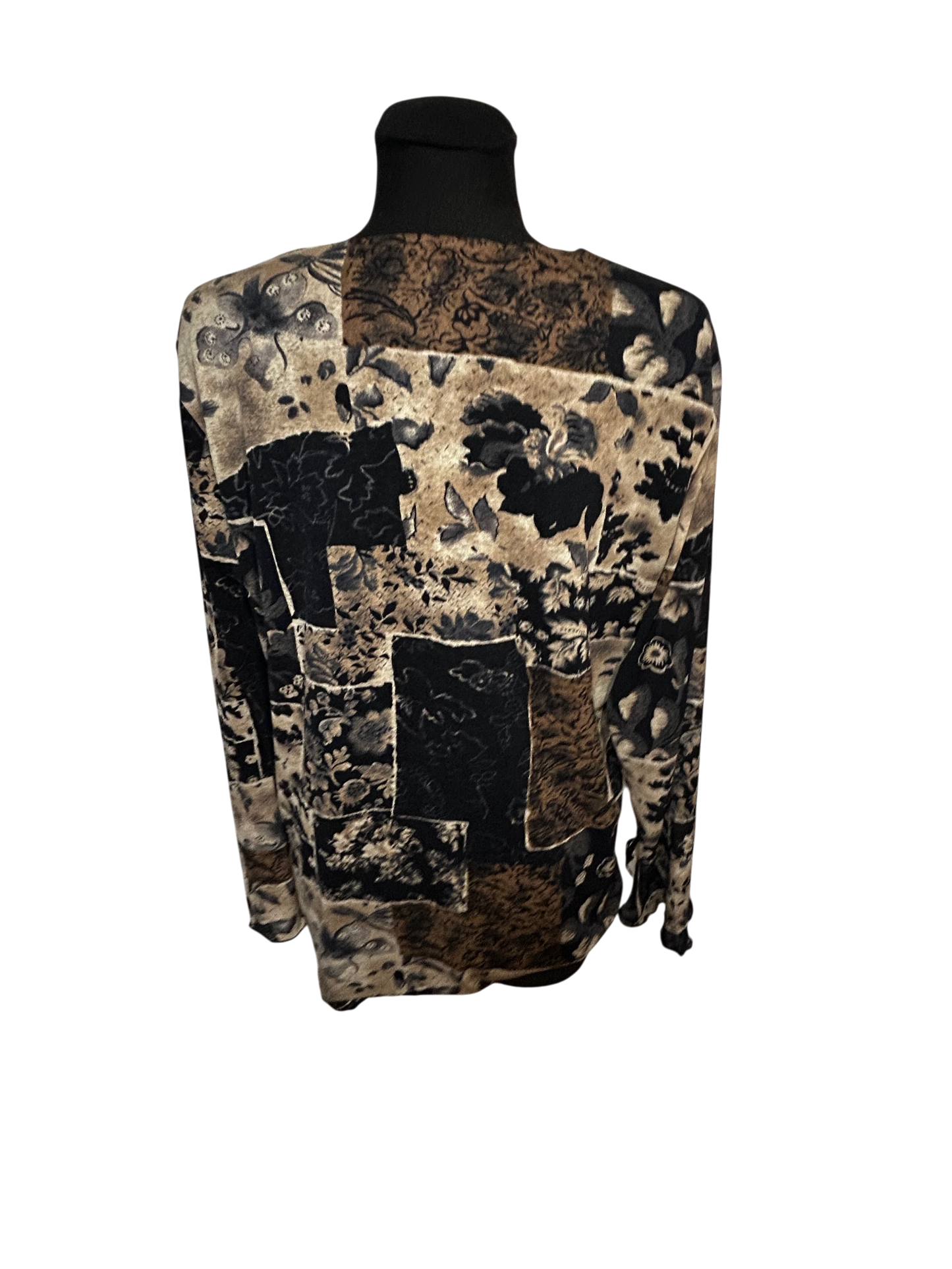 Raspberry Women Tunika Gr 46 Patchwork Muster Leicht Gefüttert Langarm Elegant