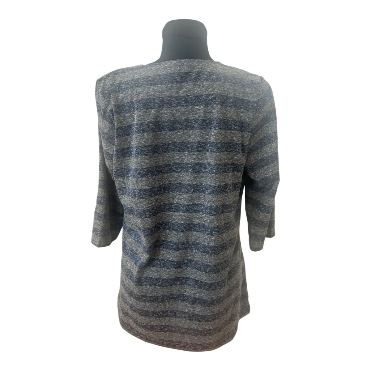 Bonita Shirt Damen Gr L Grau Blau Gestreift Dreiviertelarm Casual