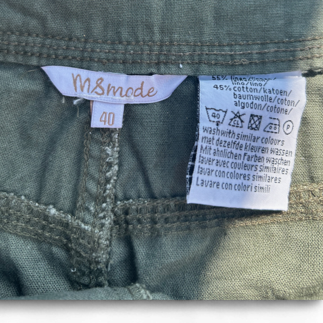 MS Mode Rock 40 Khaki Utility Style Leinen Baumwolle Gürtel Taschen Sommer