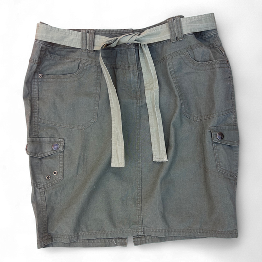 MS Mode Rock 40 Khaki Utility Style Leinen Baumwolle Gürtel Taschen Sommer