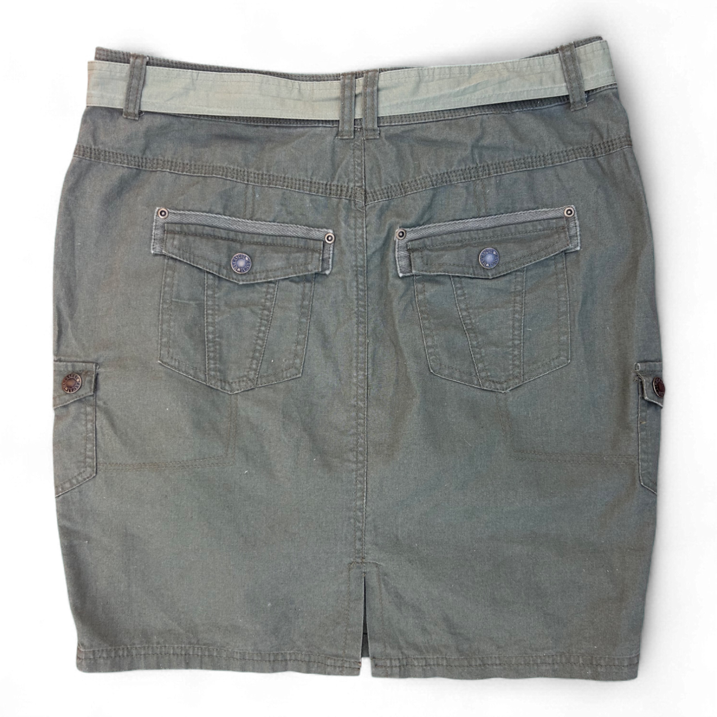 MS Mode Rock 40 Khaki Utility Style Leinen Baumwolle Gürtel Taschen Sommer