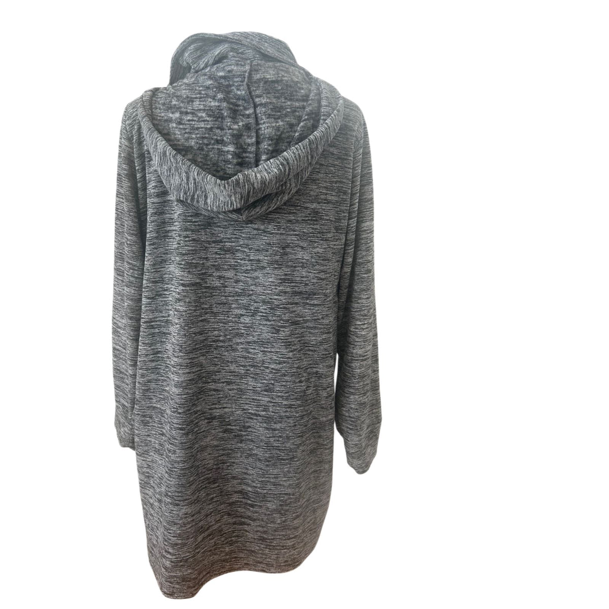 Janina Strickjacke Damen Gr 48 Grau Lang Kapuze Reißverschluss Cardigan