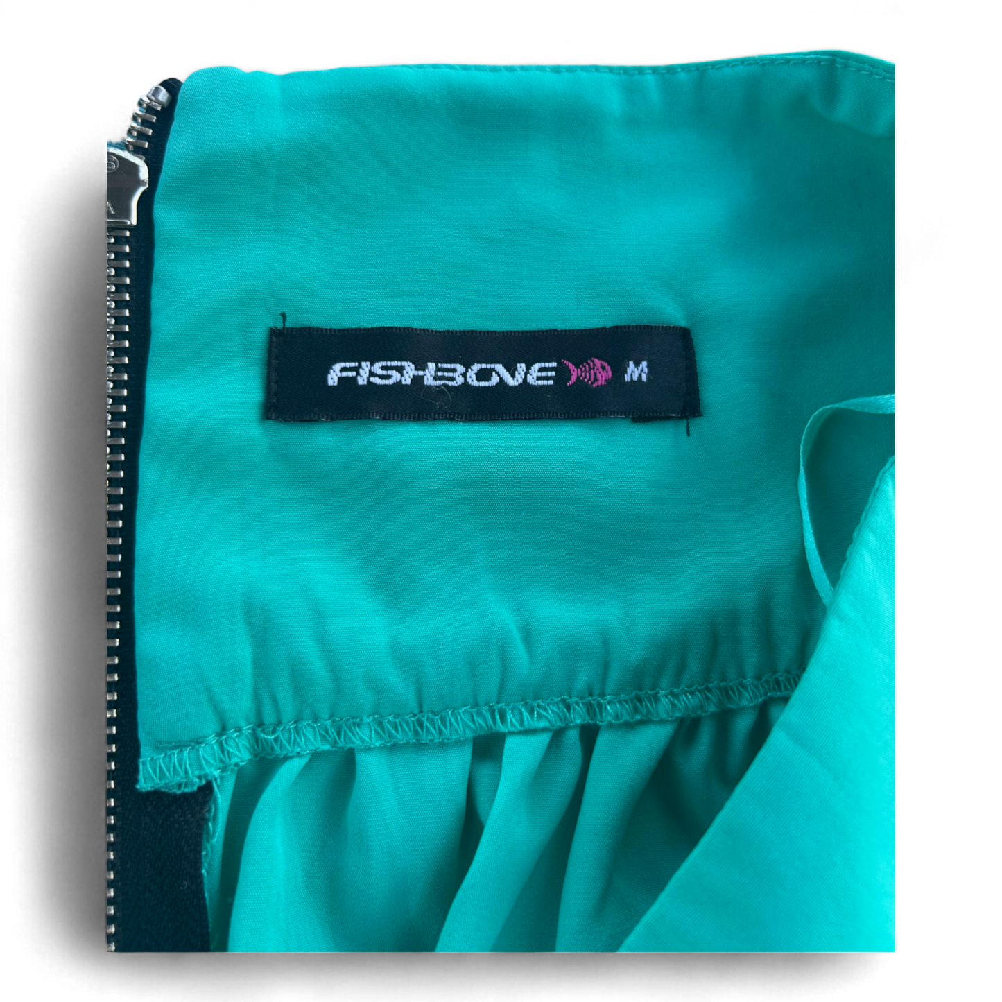 Fishbone Damenrock M Grün Mini Asymmetrisch Ballonstil Reißverschluss Modern