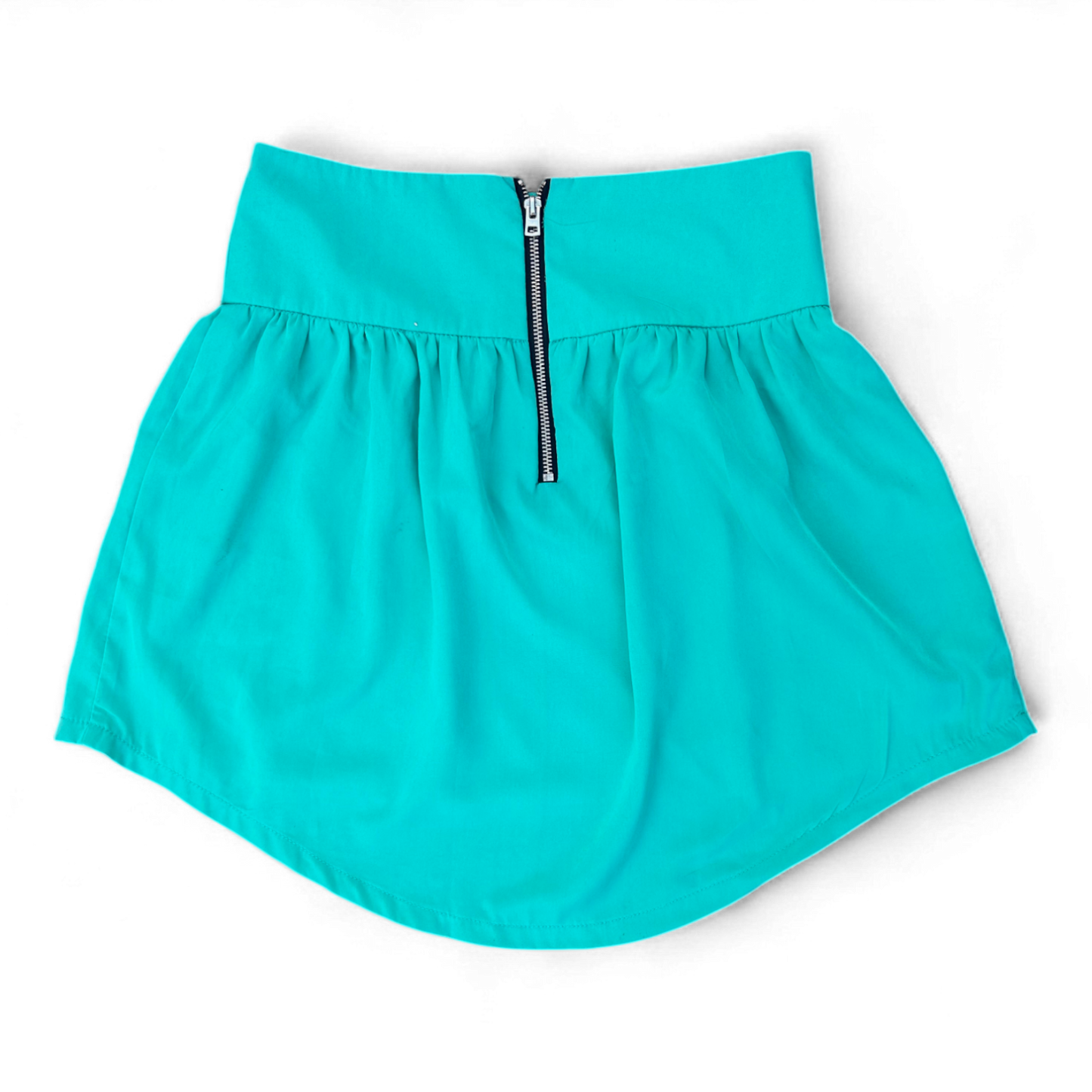 Fishbone Damenrock M Grün Mini Asymmetrisch Ballonstil Reißverschluss Modern