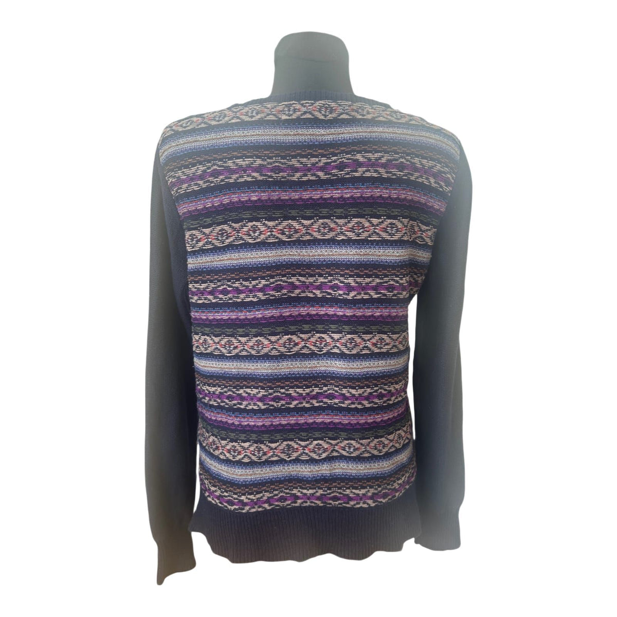 Chaps Ralph Lauren Pullover Damen M Blau Muster Baumwolle Strick Modern