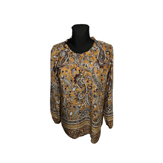 3 Stars Bluse Damen Gr 40 Viskose Paisley Muster Made in Italy Boho Langarm