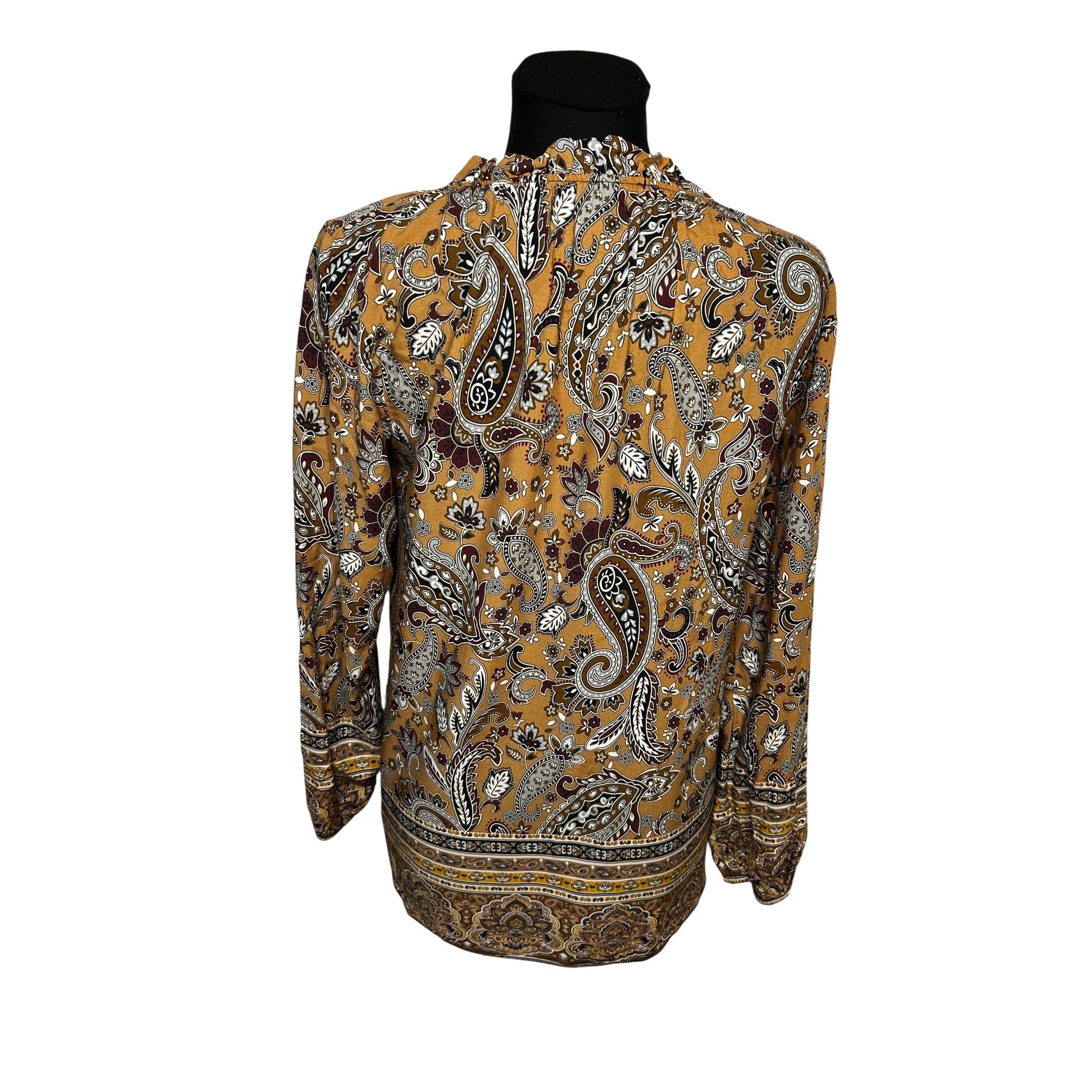 3 Stars Bluse Damen Gr 40 Viskose Paisley Muster Made in Italy Boho Langarm