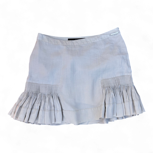 Calvin Klein Rock 38 Beige Volant Kurz Seitlicher Zipper Unterrock Hochwertig