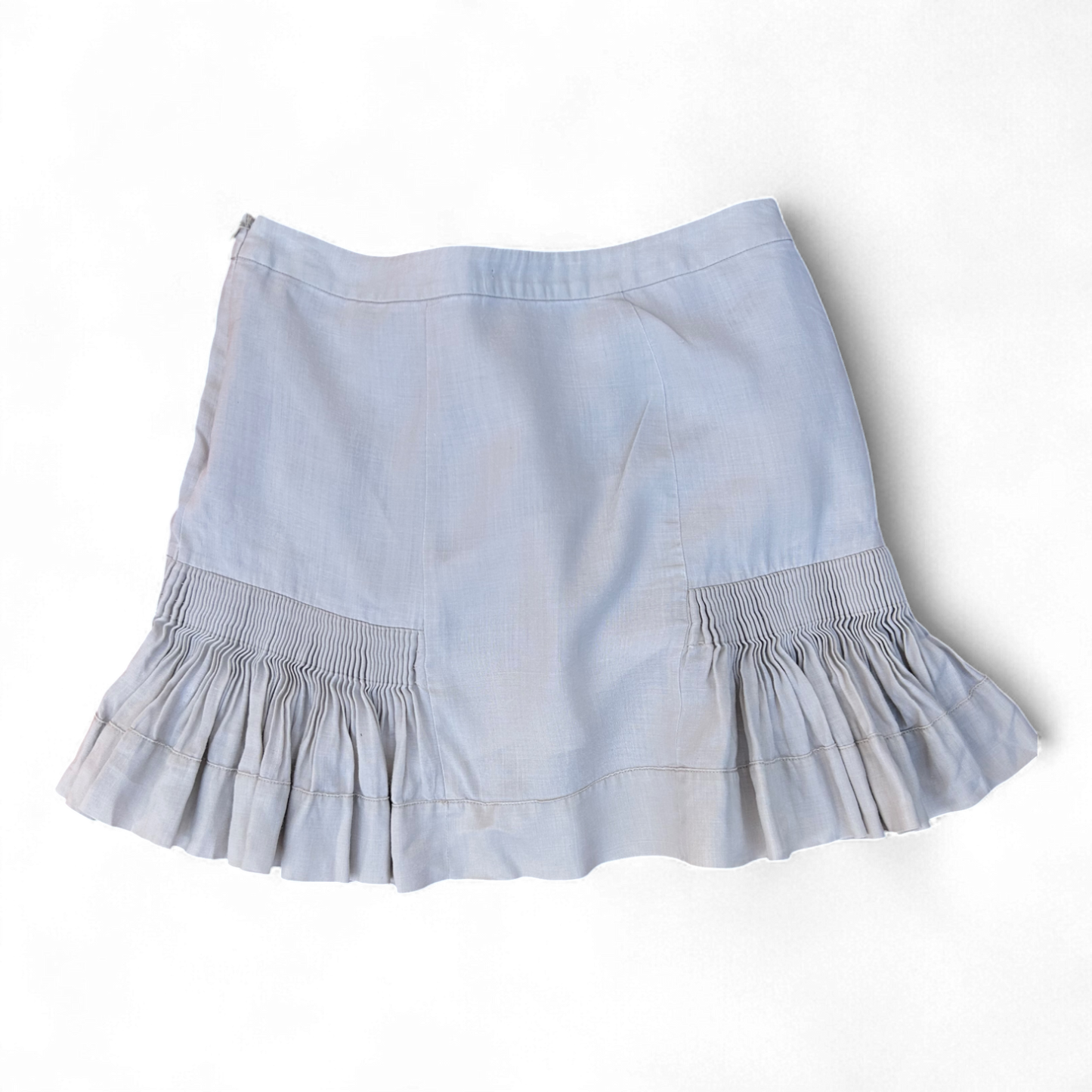 Calvin Klein Rock 38 Beige Volant Kurz Seitlicher Zipper Unterrock Hochwertig