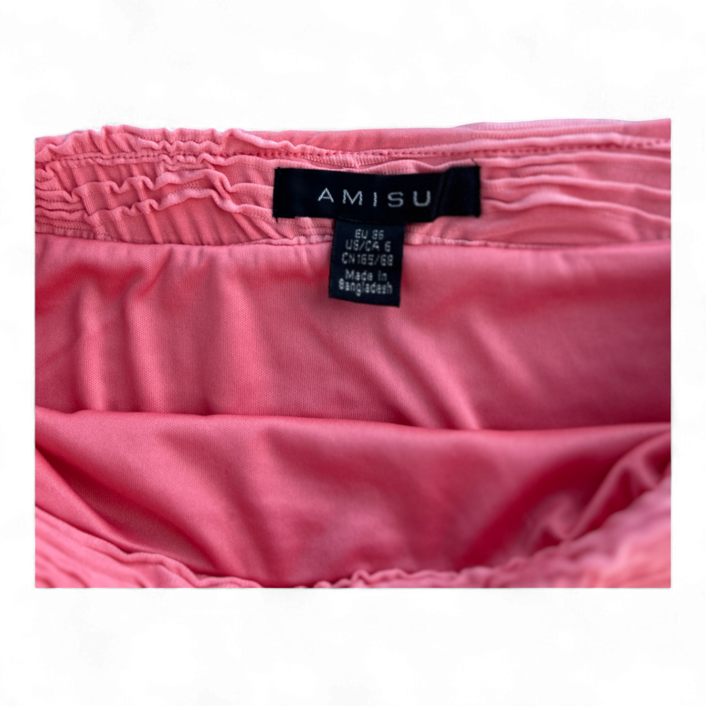 Amisu Rock 36 Koralle Kurz 3D-Falten Elastisch Sommerrock Stretch Party