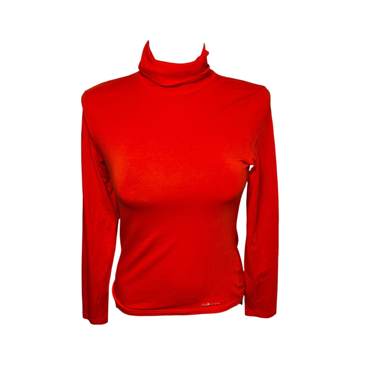 OPM The Collection Rollkragen Shirt Damen Longsleeve Gr S Orange Elastisch Baumwolle