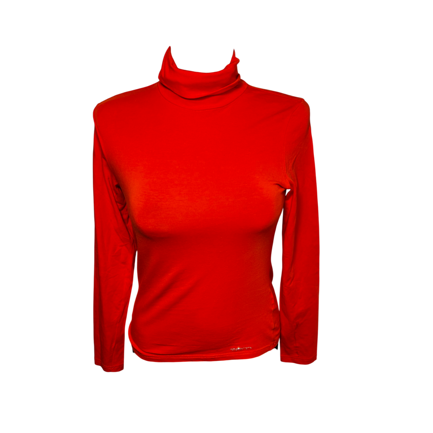OPM The Collection Rollkragen Shirt Damen Longsleeve Gr S Orange Elastisch Baumwolle