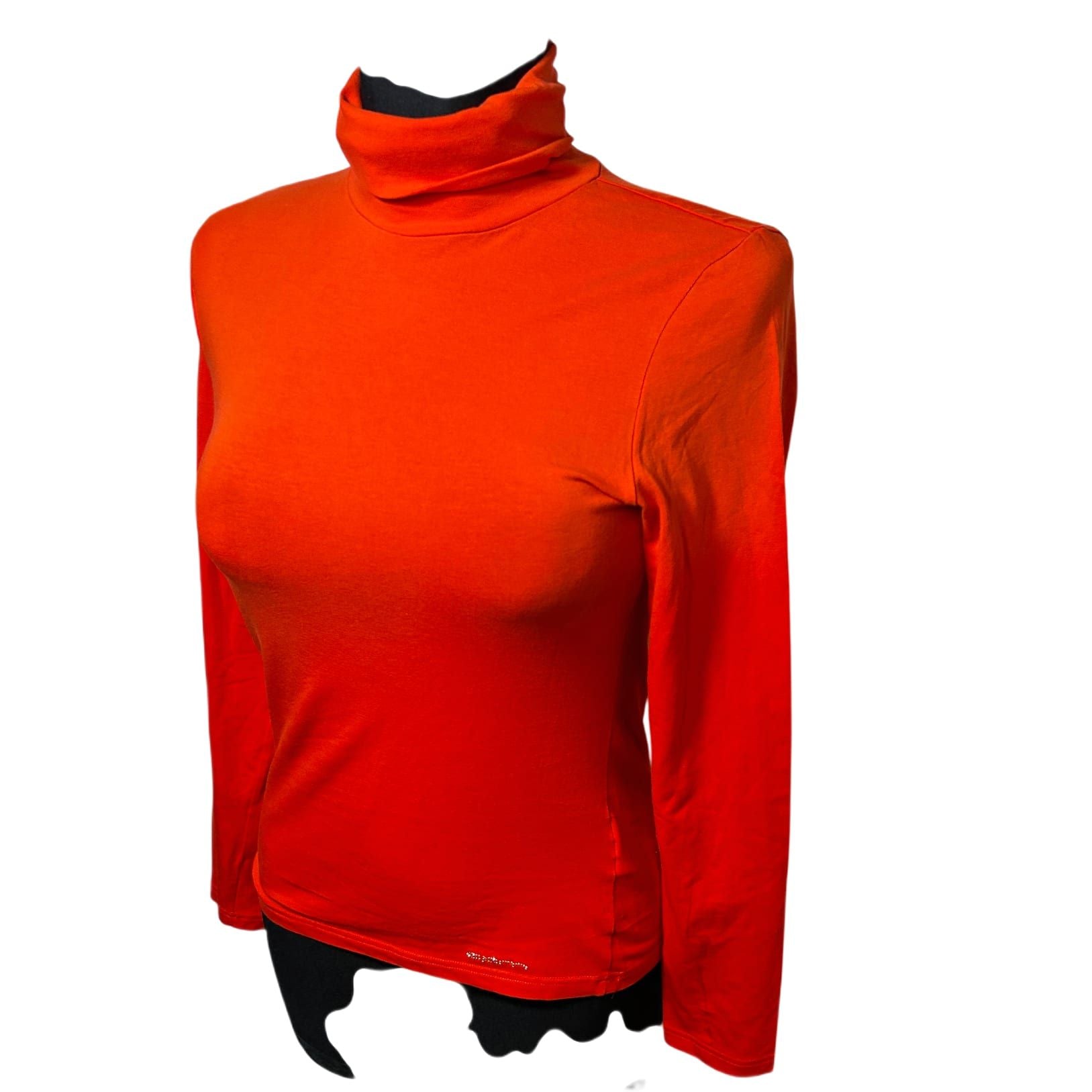 OPM The Collection Rollkragen Shirt Damen Longsleeve Gr S Orange Elastisch Baumwolle