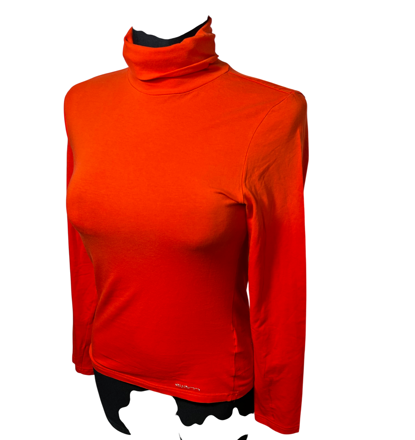 OPM The Collection Rollkragen Shirt Damen Longsleeve Gr S Orange Elastisch Baumwolle