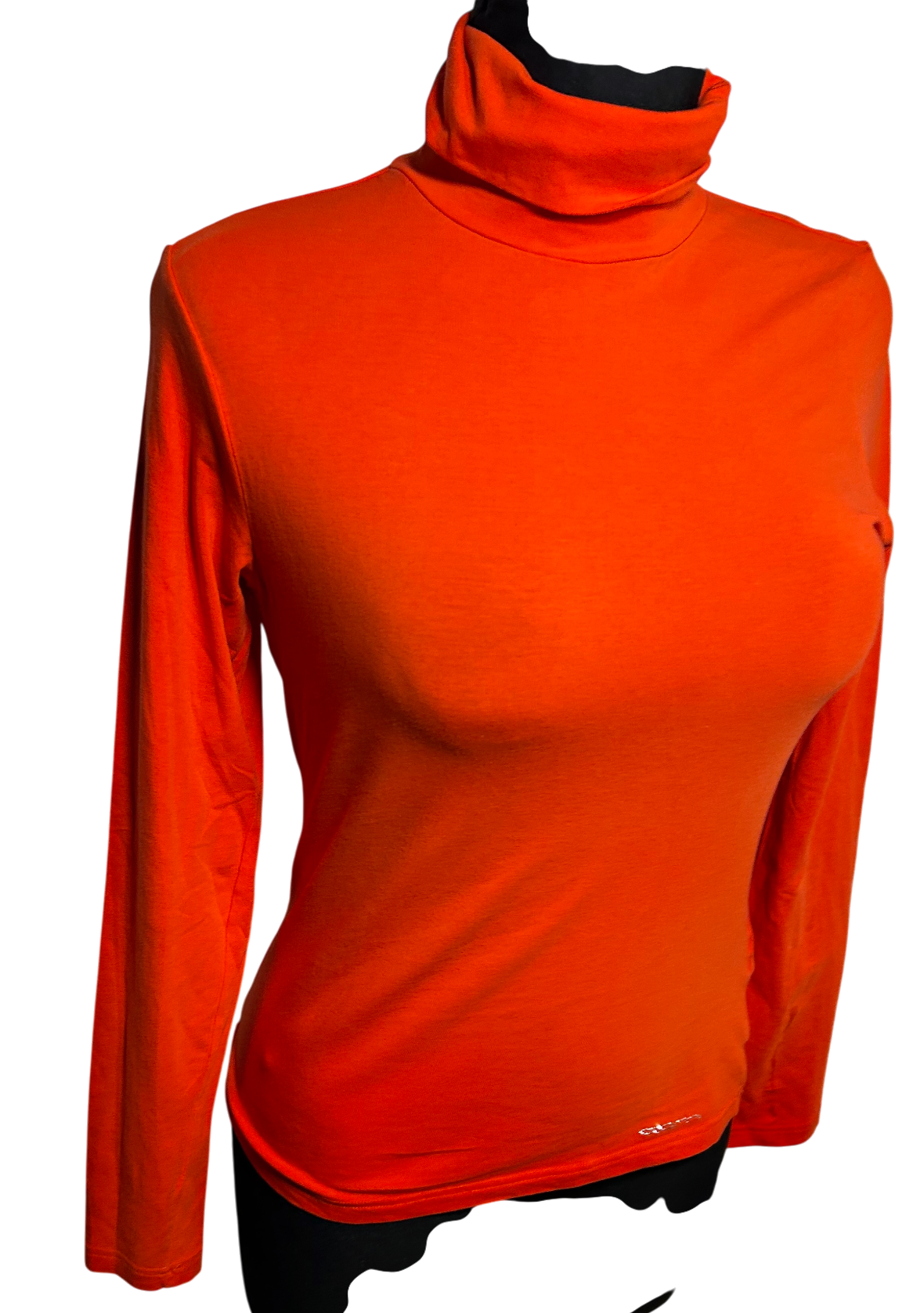 OPM The Collection Rollkragen Shirt Damen Longsleeve Gr S Orange Elastisch Baumwolle