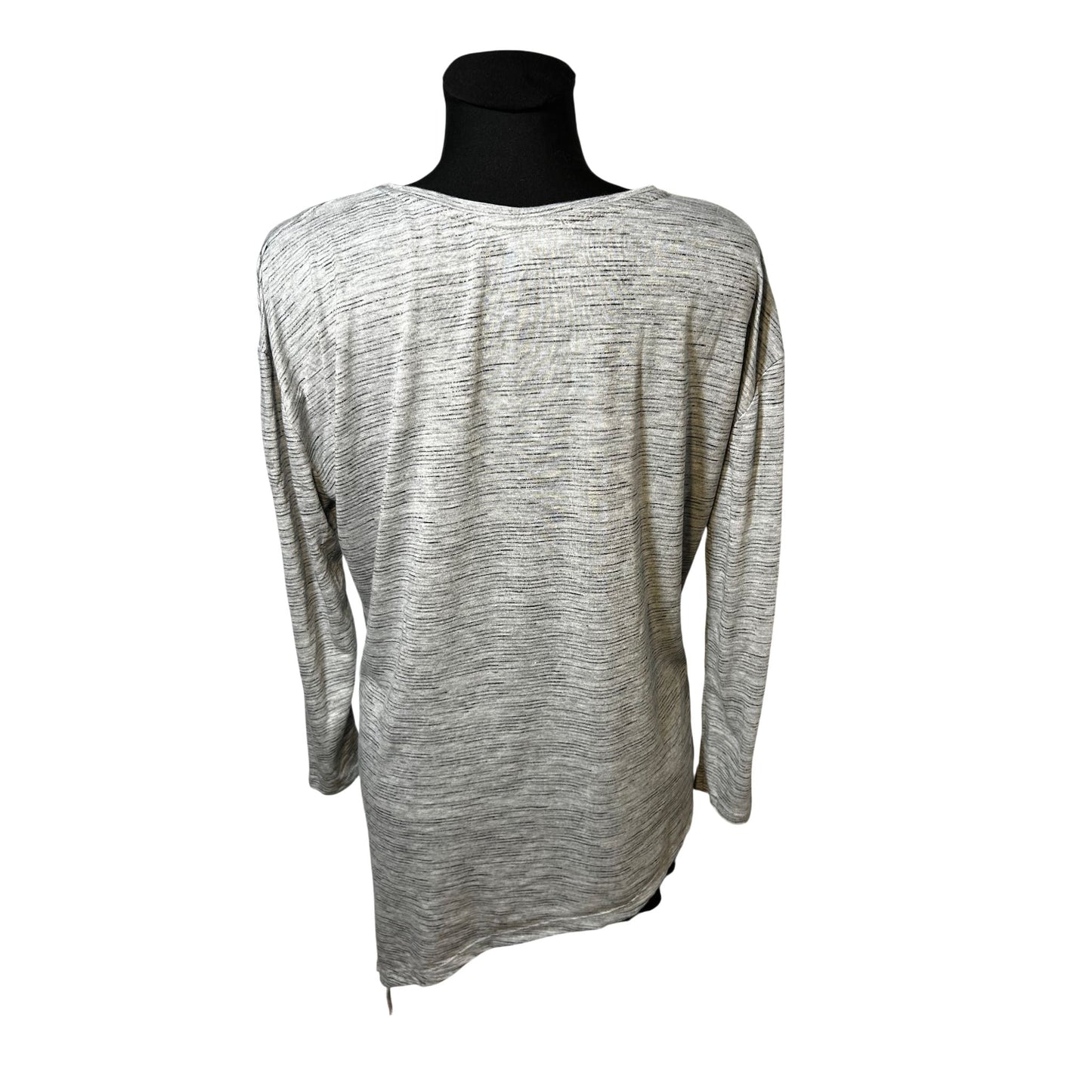 Atmosphere Shirt Damen Gr 42 3/4-Arm Asymmetrisch Grau NYC Print Elegant Casual