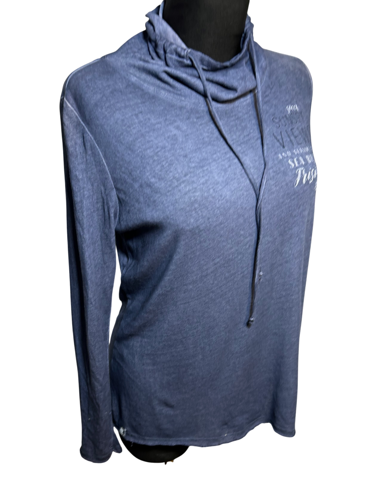 Soccx Longsleeve Damen Shirt Gr 36 Blau Dünn Leicht Schalkragen Casual Stretch