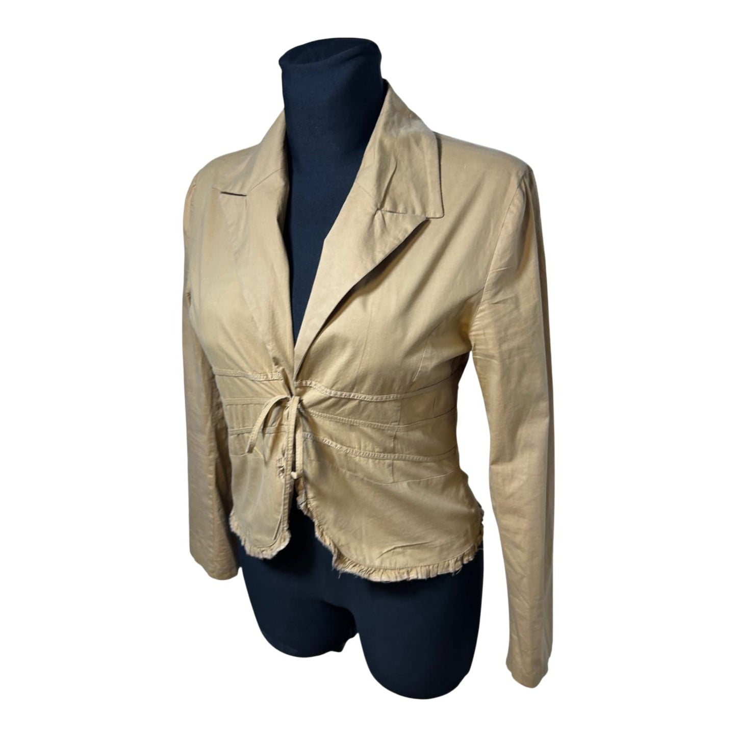 Alimli Bluse Jacke Damen Gr S Beige Bindegürtel Leicht Baumwolle Optik Casual Chic