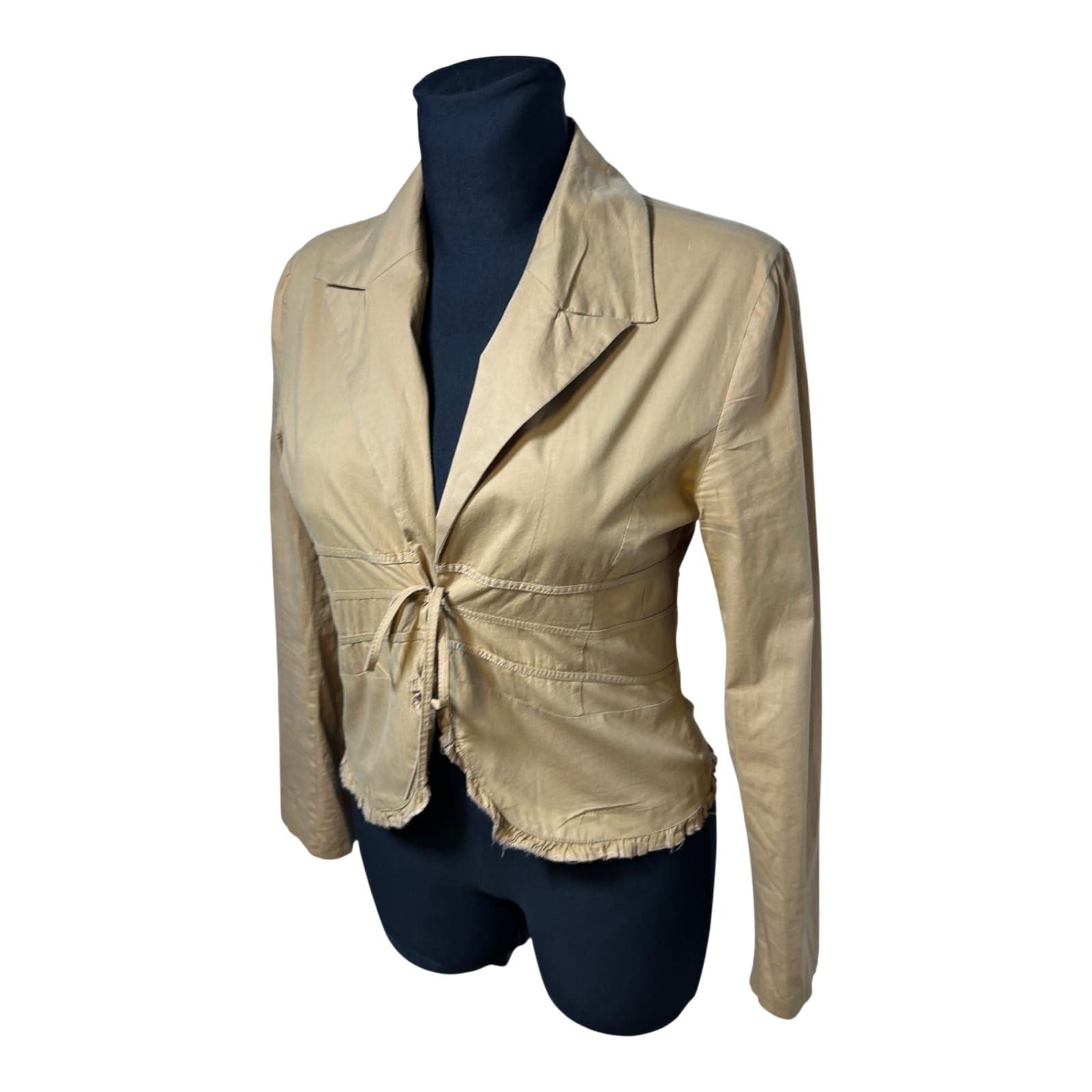 Alimli Bluse Jacke Damen Gr S Beige Bindegürtel Leicht Baumwolle Optik Casual Chic