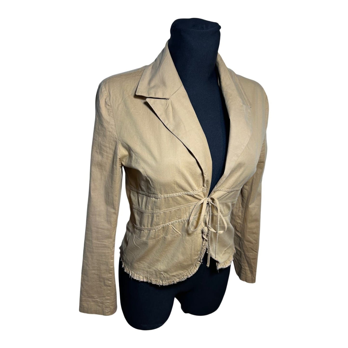 Alimli Bluse Jacke Damen Gr S Beige Bindegürtel Leicht Baumwolle Optik Casual Chic
