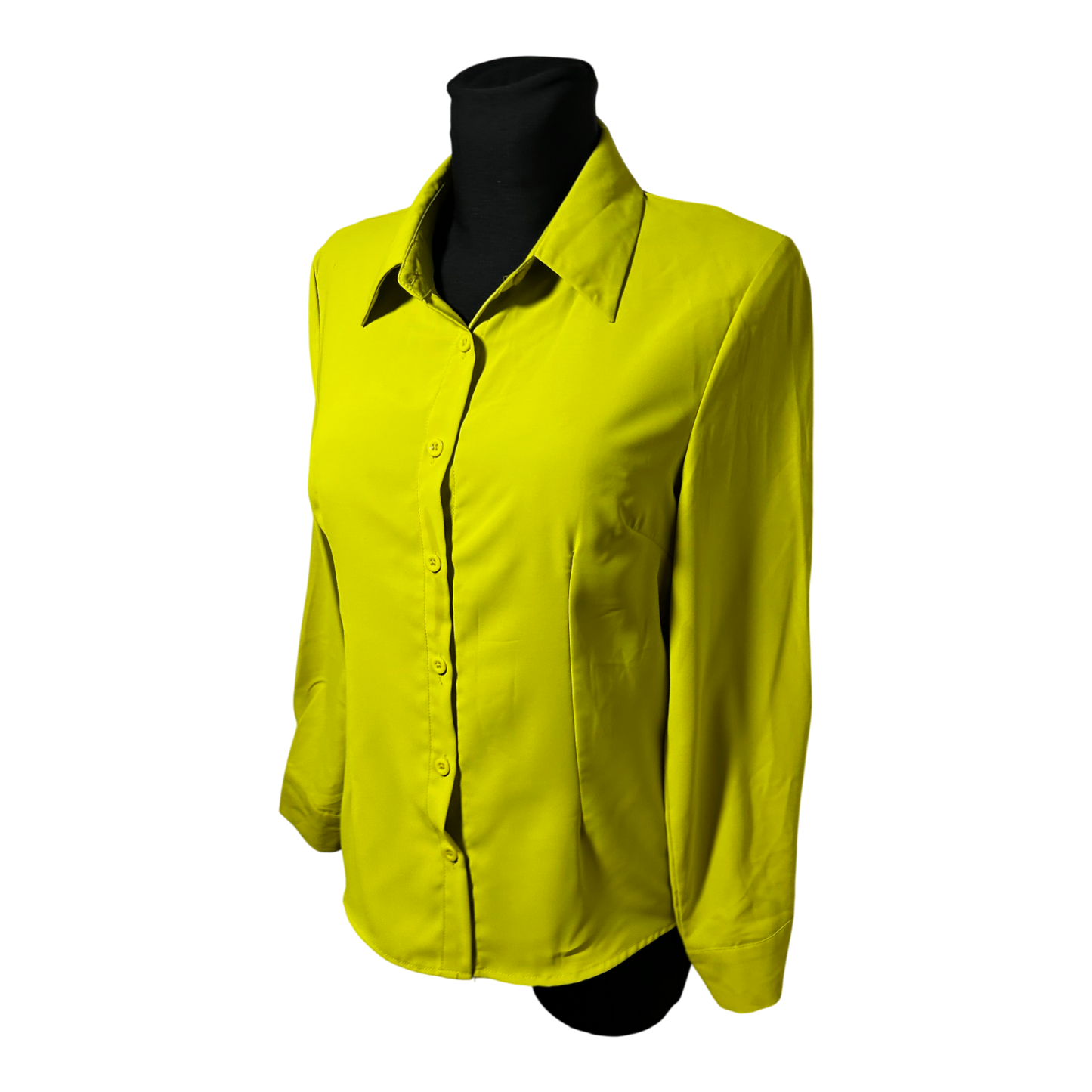 Damen Bluse Gr L Gelb Langarm Hemdbluse Modern Leicht Poly Neu Etikett