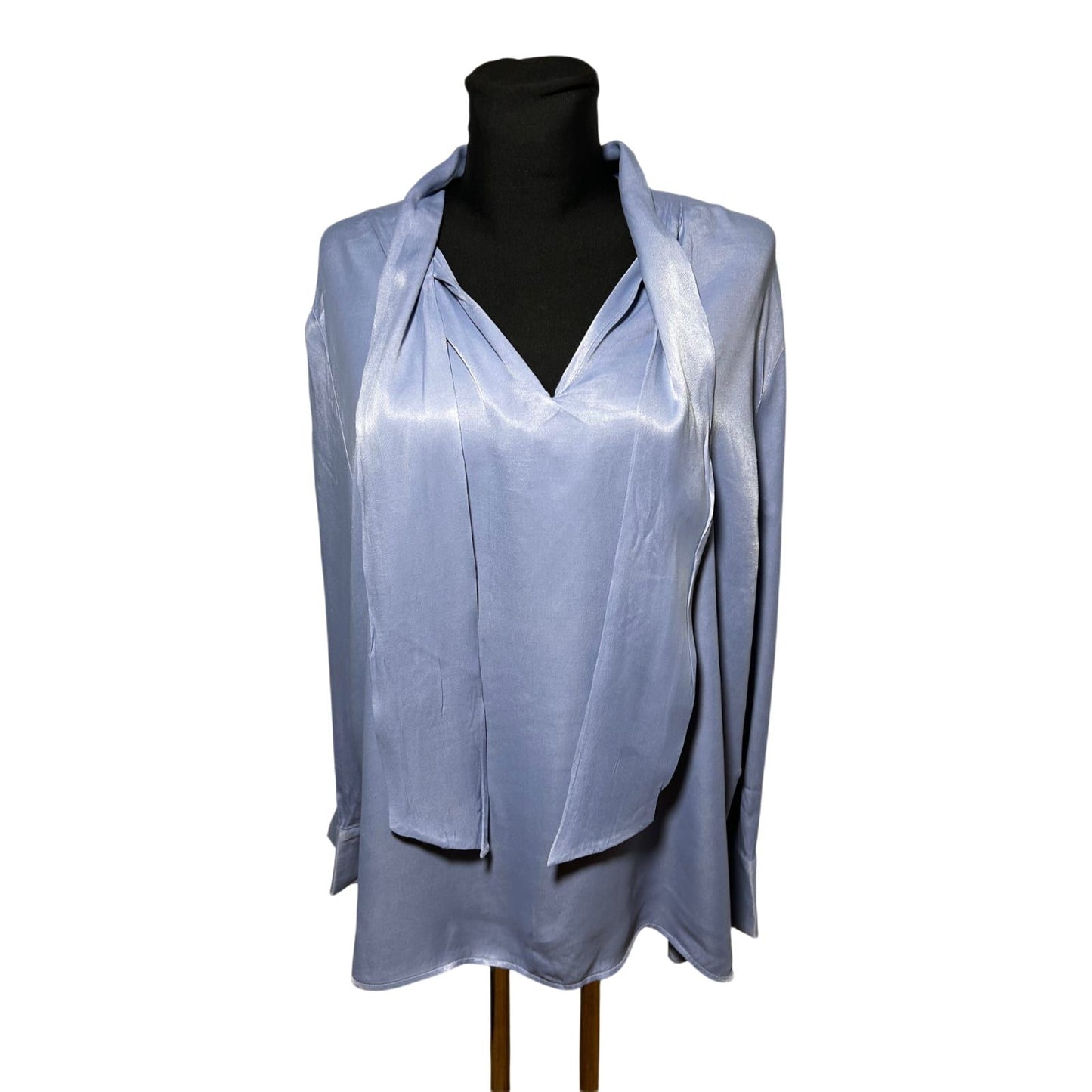 sOliver Black Label Bluse Gr 48 Hellblau Elegant Bindeschal Viskose Damen
