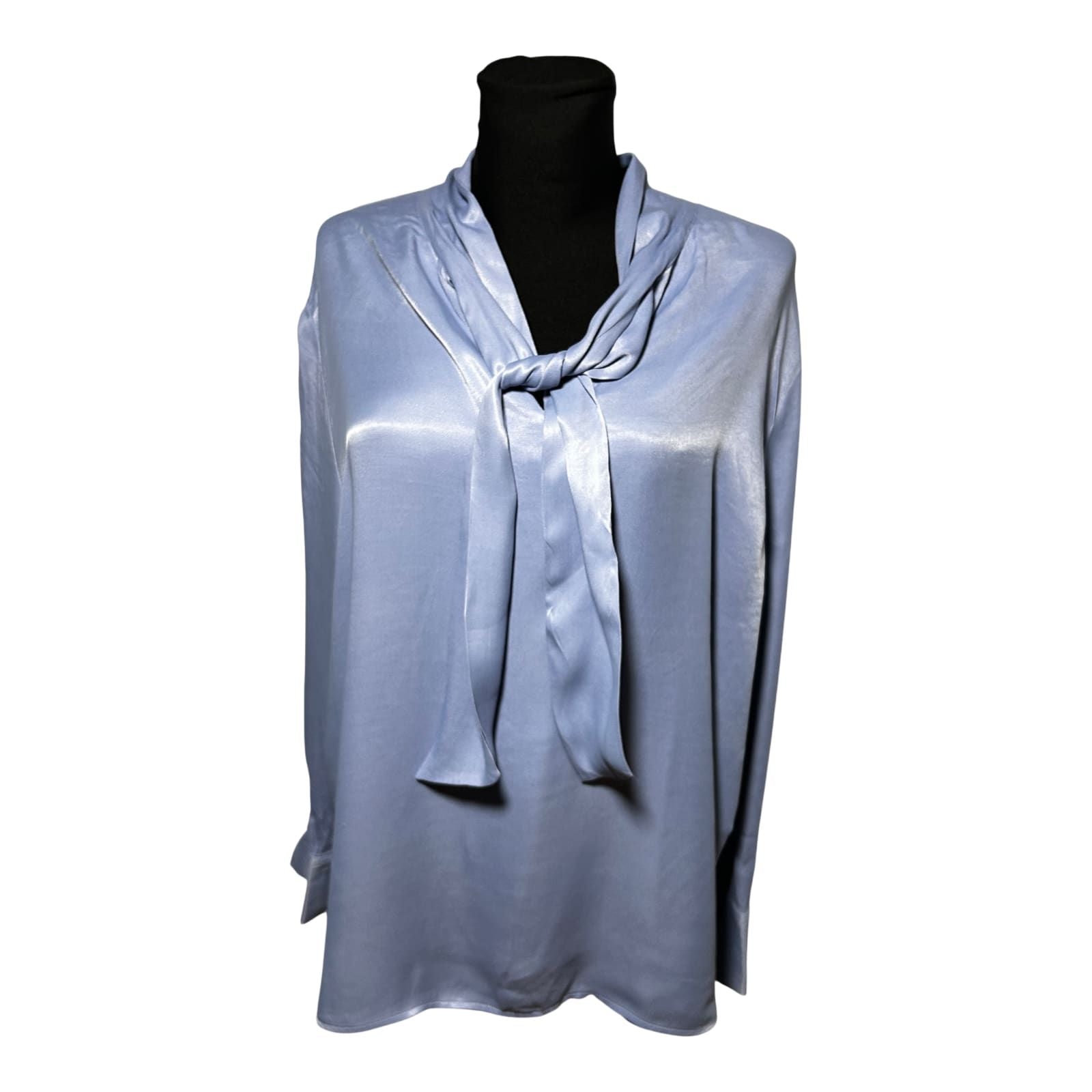 sOliver Black Label Bluse Gr 48 Hellblau Elegant Bindeschal Viskose Damen