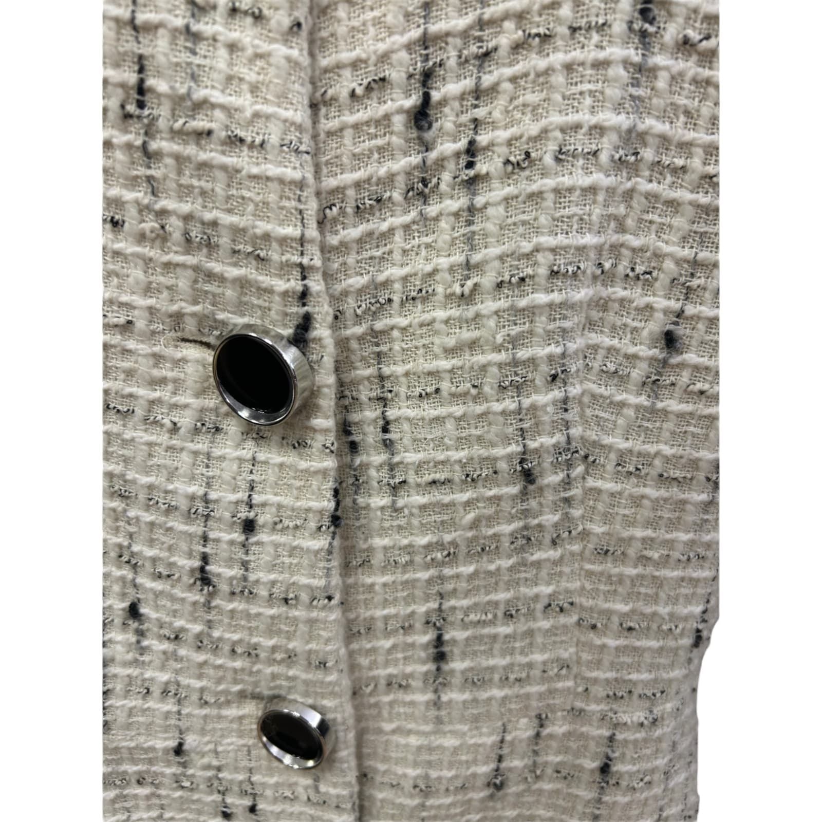 ZARA Damen Blazer Gr XS Bouclé Tweed Beige Elegant Klassisch Vintage Look