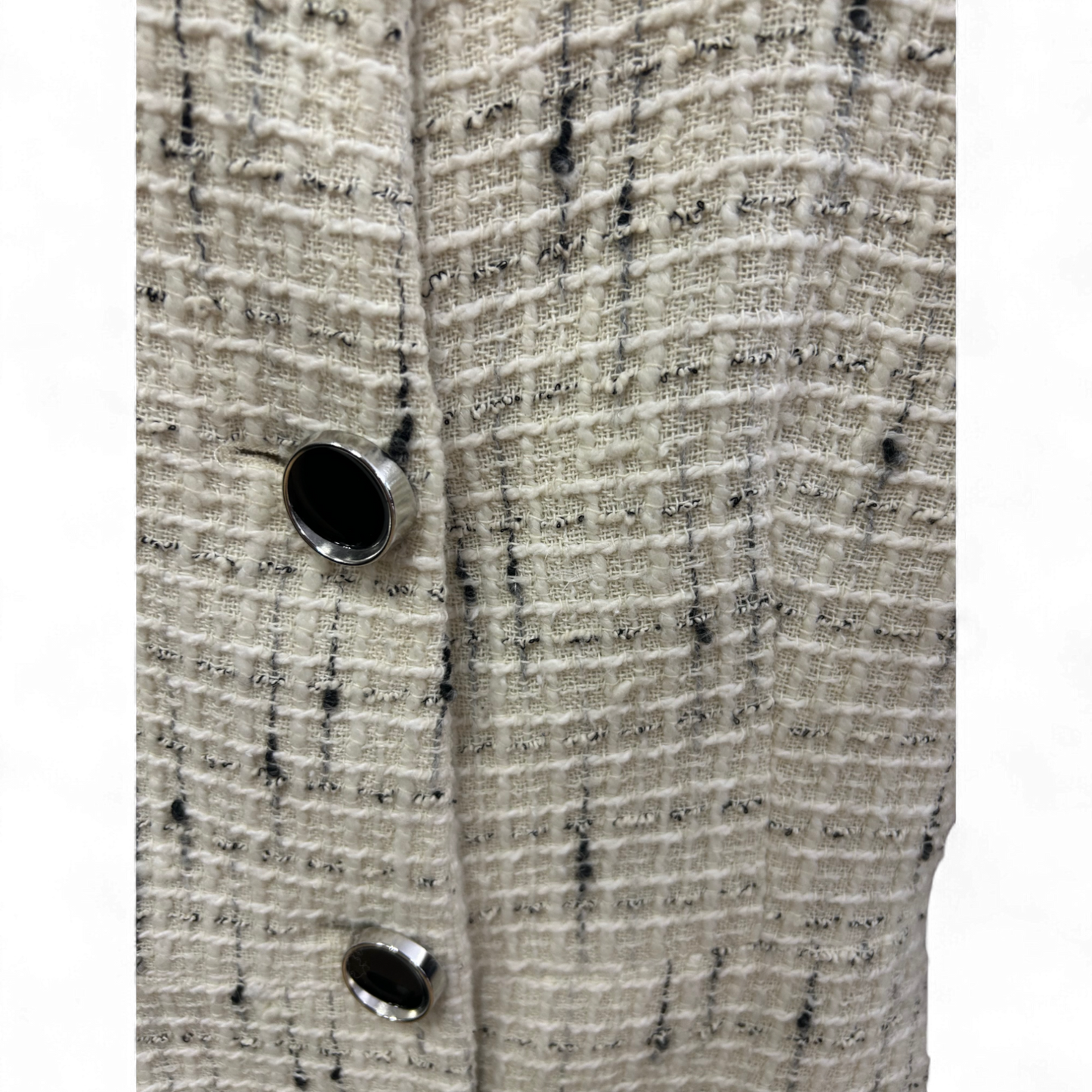 ZARA Damen Blazer Gr XS Bouclé Tweed Beige Elegant Klassisch Vintage Look