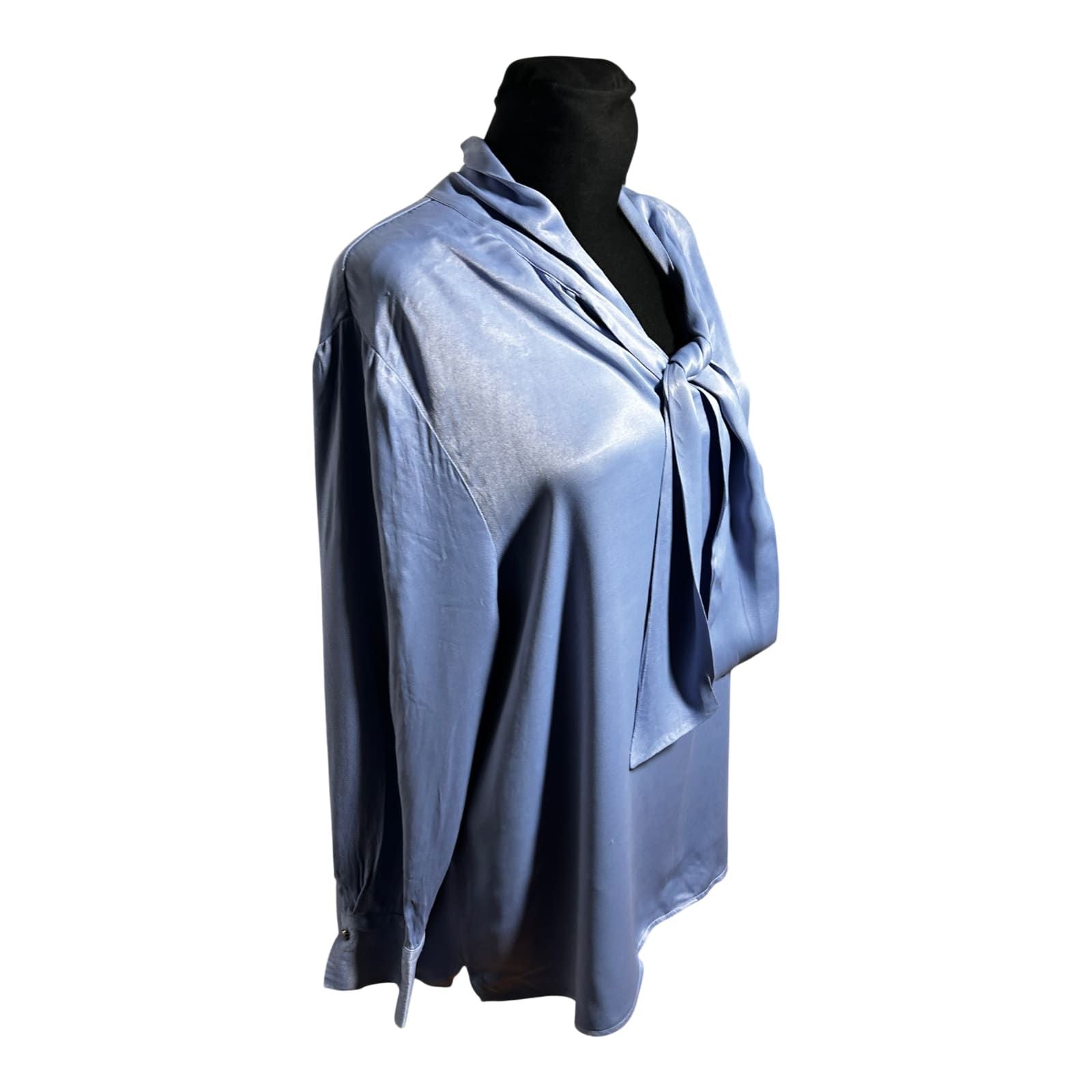 sOliver Black Label Bluse Gr 48 Hellblau Elegant Bindeschal Viskose Damen