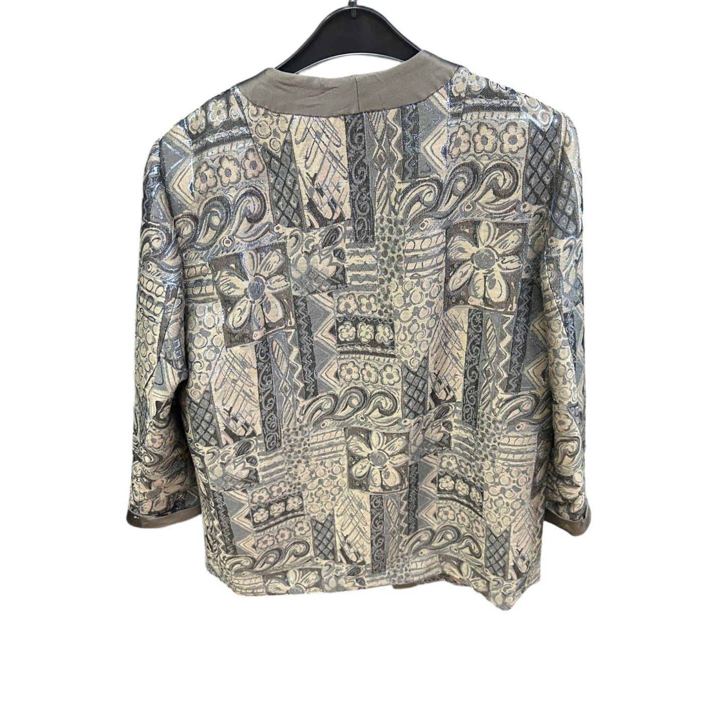 Vintage Longblazer Größe XL Braun Beige Silber Muster Elegant Damen