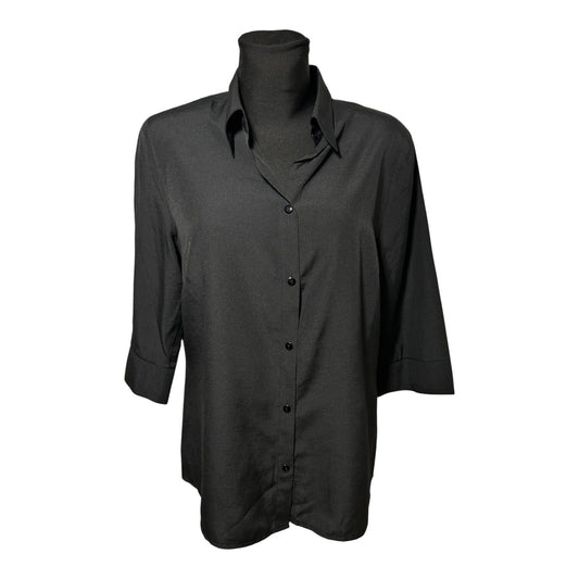 Canda Bluse Damen Gr 44 Schwarz Viskosemix Vintage 3/4-Arm Elegante Shirtbluse