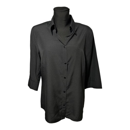 Canda Bluse Damen Gr 44 Schwarz Viskosemix Vintage 3/4-Arm Elegante Shirtbluse