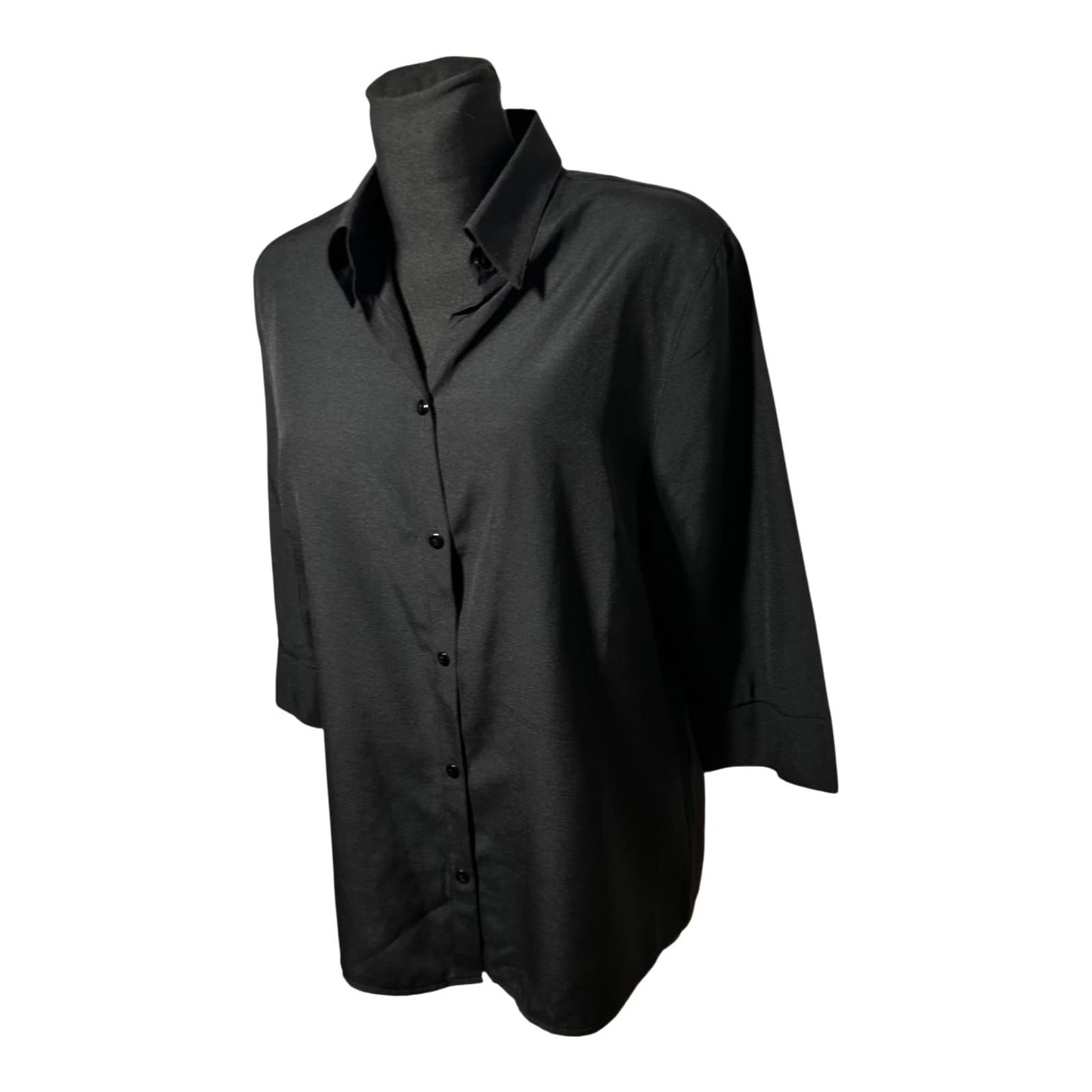 Canda Bluse Damen Gr 44 Schwarz Viskosemix Vintage 3/4-Arm Elegante Shirtbluse