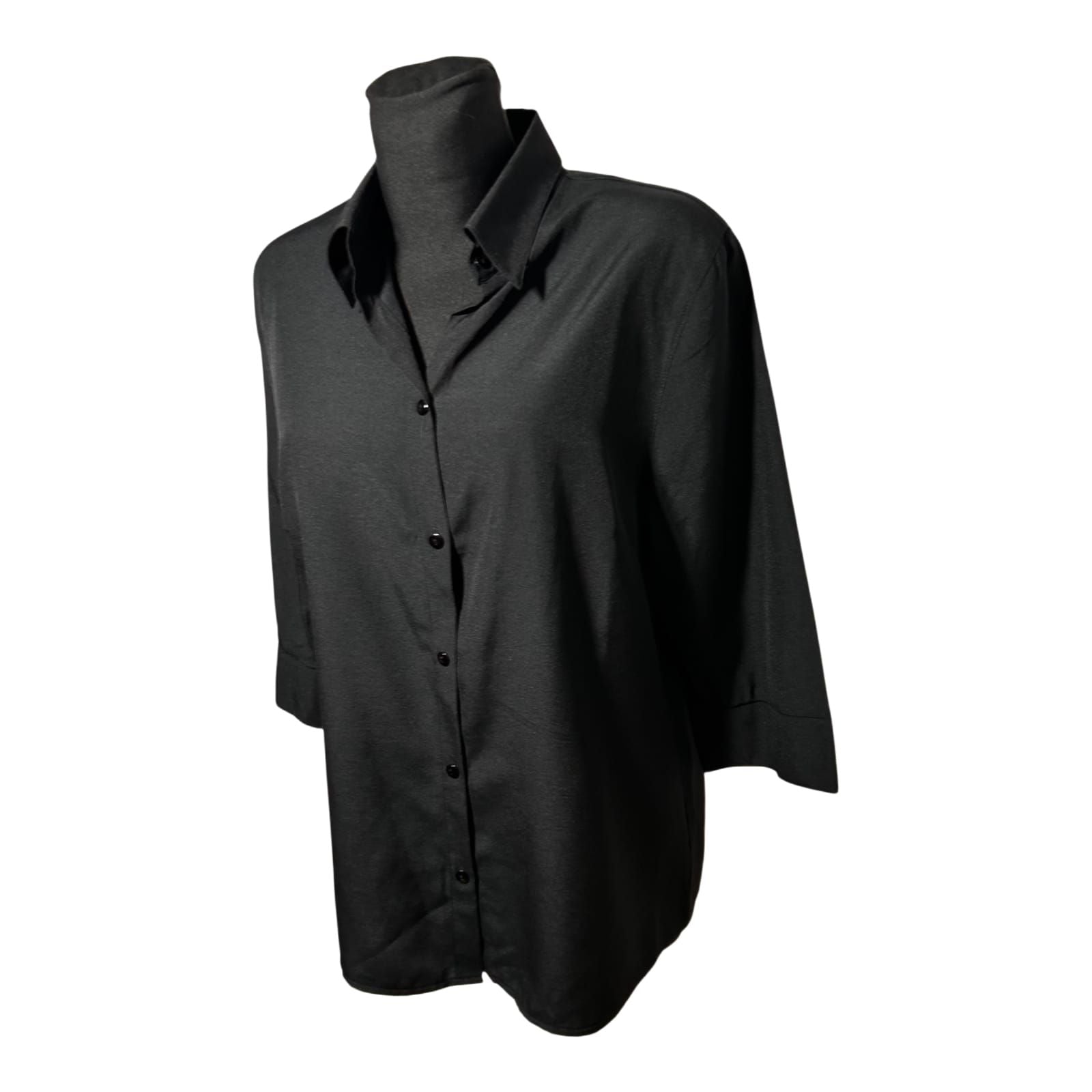 Canda Bluse Damen Gr 44 Schwarz Viskosemix Vintage 3/4-Arm Elegante Shirtbluse