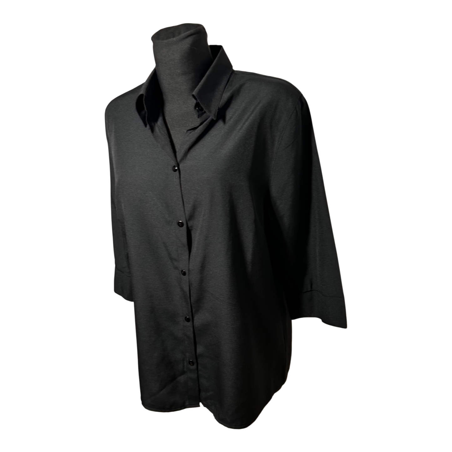 Canda Bluse Damen Gr 44 Schwarz Viskosemix Vintage 3/4-Arm Elegante Shirtbluse