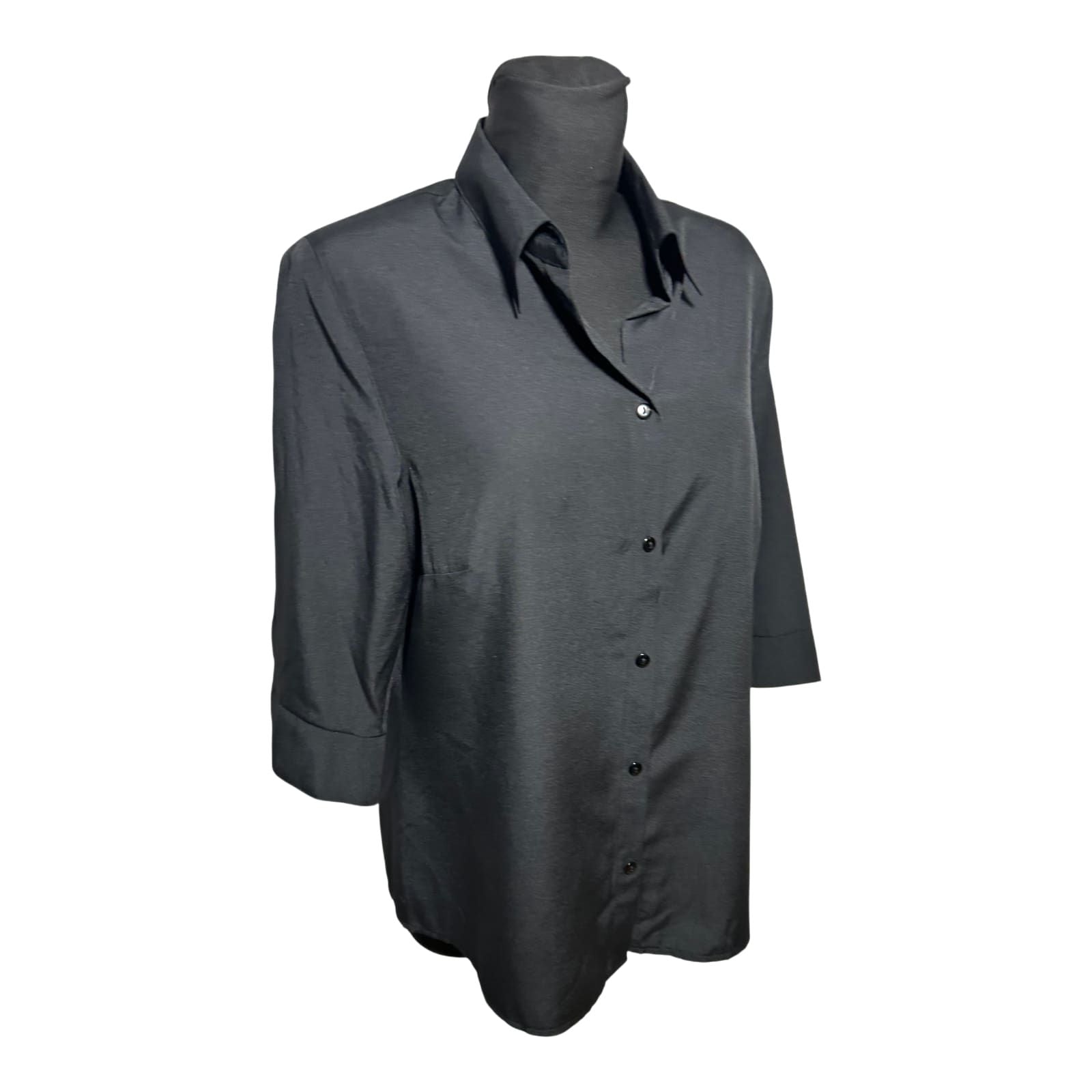 Canda Bluse Damen Gr 44 Schwarz Viskosemix Vintage 3/4-Arm Elegante Shirtbluse