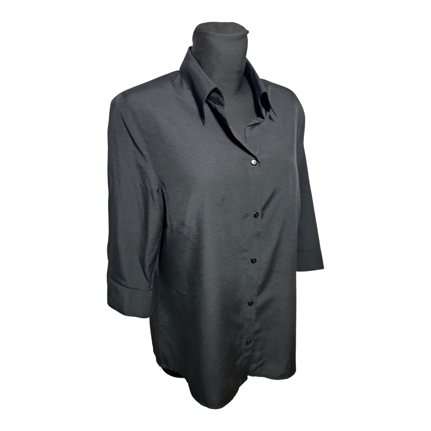 Canda Bluse Damen Gr 44 Schwarz Viskosemix Vintage 3/4-Arm Elegante Shirtbluse