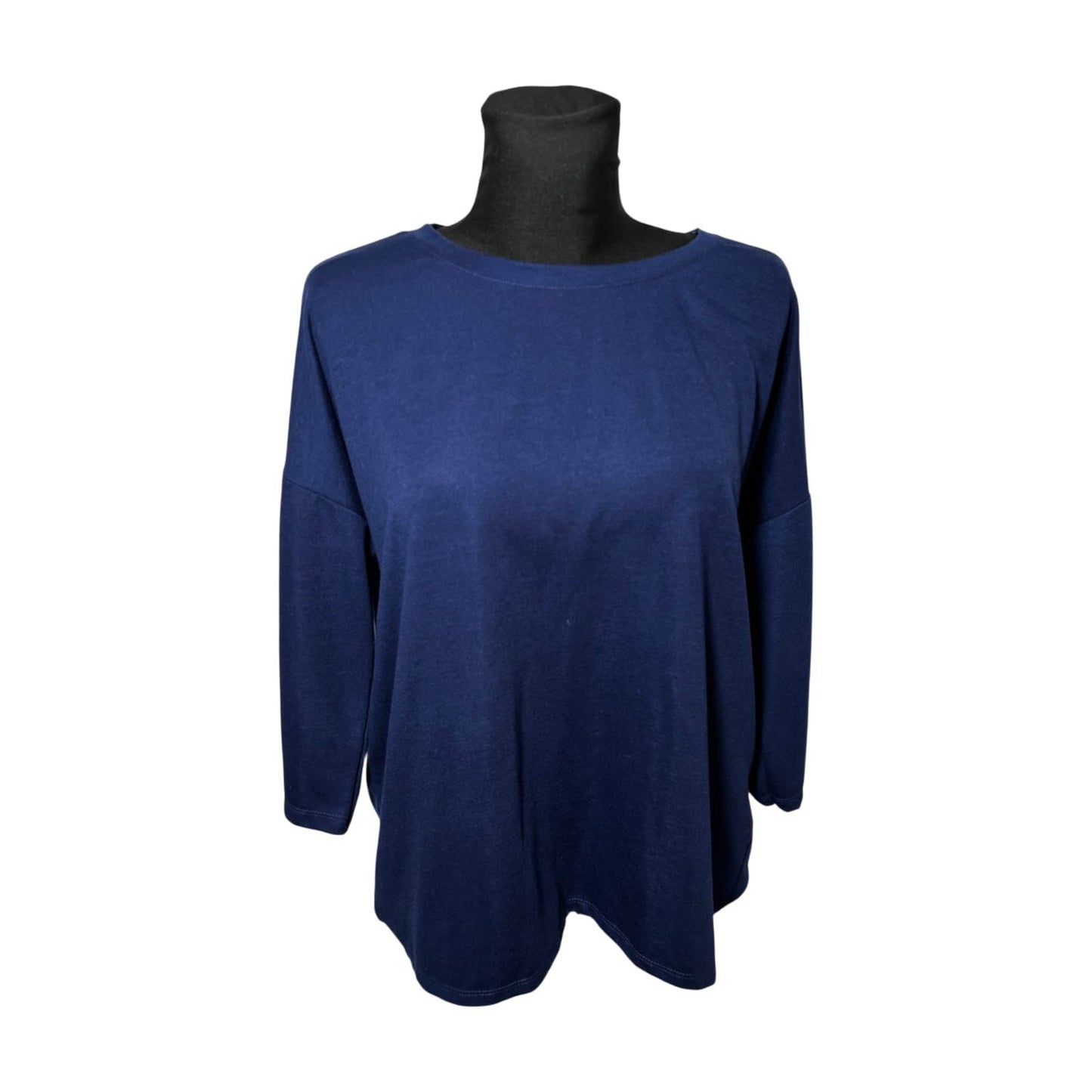 Yessica Shirt Damen Longshirt Gr L Blau Dreiviertelarm Elegant Casual Basicfit