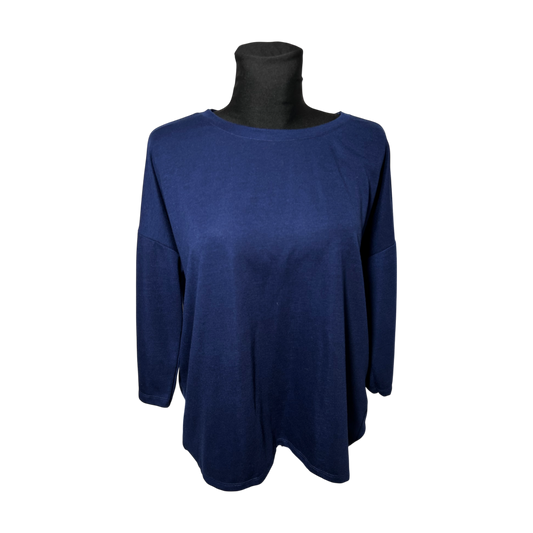 Yessica Shirt Damen Longshirt Gr L Blau Dreiviertelarm Elegant Casual Basicfit