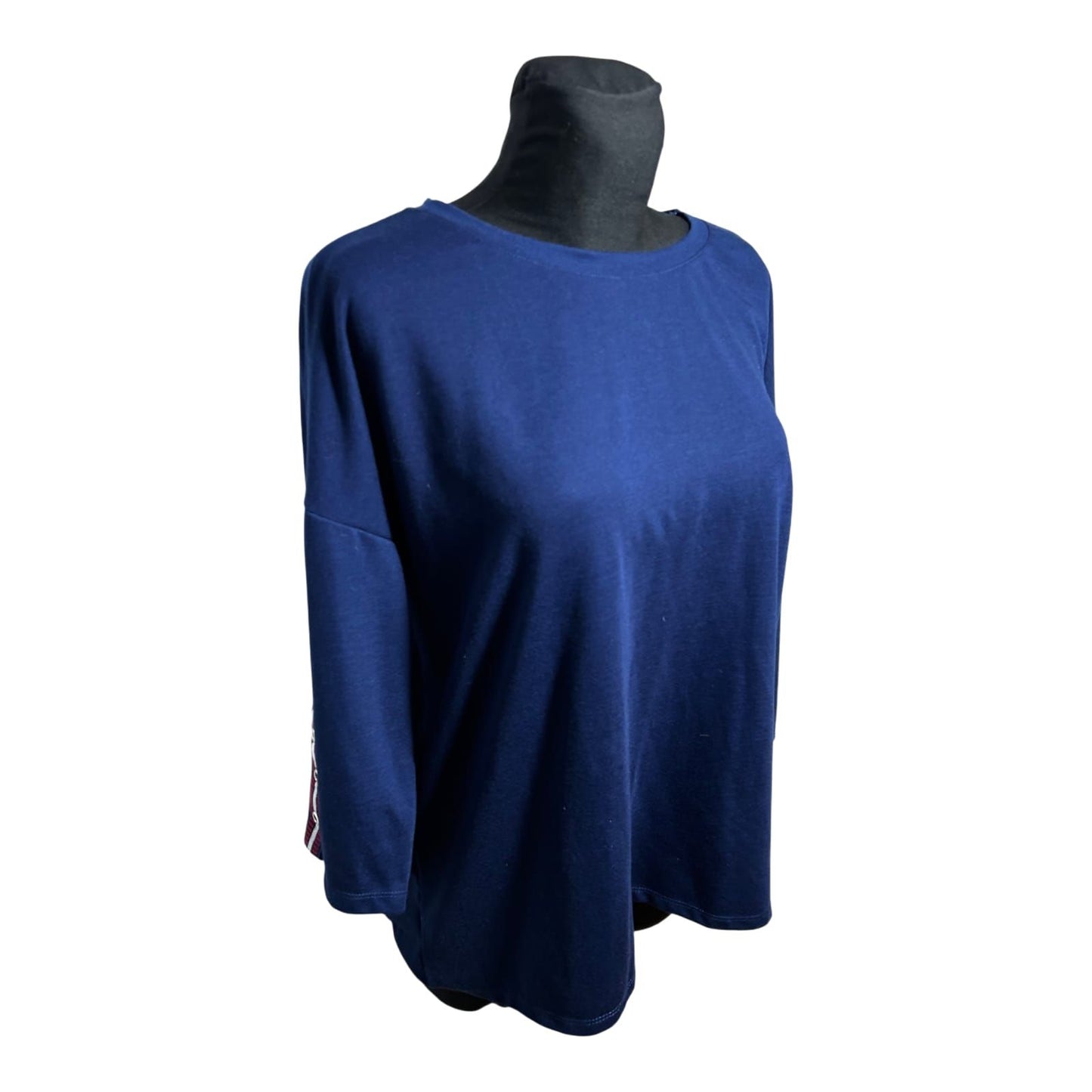 Yessica Shirt Damen Longshirt Gr L Blau Dreiviertelarm Elegant Casual Basicfit